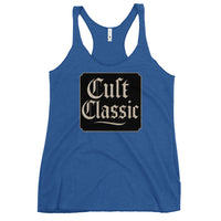Cult Classic graphic on women's racerback tank, front view