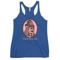 Vlad the Impaler graphic on women's racerback tank, front view