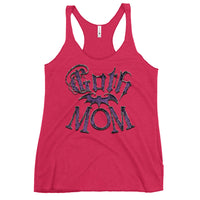 Goth Mom Bat graphic on women's racerback tank, front view