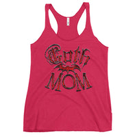Goth Mom Bat graphic on women's racerback tank, front view