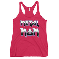 Metal Mom graphic on women's racerback tank, front view