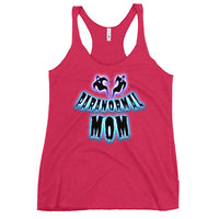Paranormal Ghost Mom graphic on women's racerback tank, front view