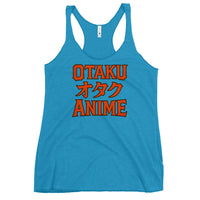 Otaku オタク Anime graphic on women's racerback tank, front view