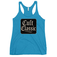 Cult Classic graphic on women's racerback tank, front view