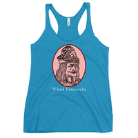 Vlad the Impaler graphic on women's racerback tank, front view