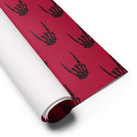 Devil Horns Bone Hand pattern on wrapping paper sheets, front product mockup