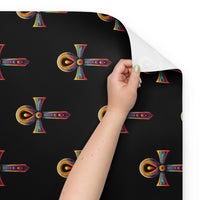 Eye of Ra & Ankh pattern on wrapping paper sheets, front product mockup