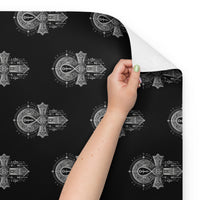 Eye of Ra & Ankh pattern on wrapping paper sheets, front product mockup