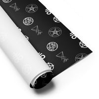 Demonology Occult Symbols pattern on wrapping paper sheets, front product mockup