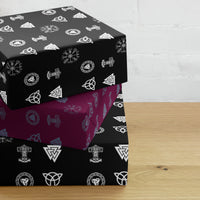 Viking & Norse Symbols pattern on wrapping paper sheets, front product mockup