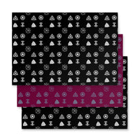 Viking & Norse Symbols pattern on wrapping paper sheets, front product mockup