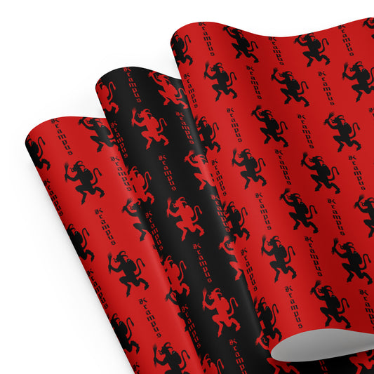 Krampus pattern on wrapping paper sheets, front product mockup