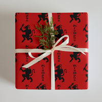Krampus pattern on wrapping paper sheets, front product mockup