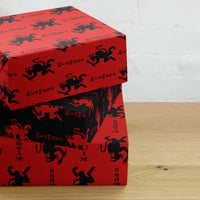 Krampus pattern on wrapping paper sheets, front product mockup