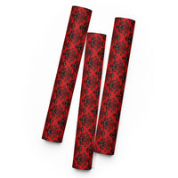 Red Haunted Mansion pattern on wrapping paper sheets, front product mockup