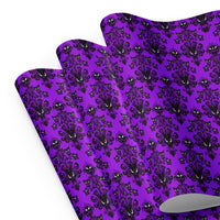 Purple Haunted Mansion pattern on wrapping paper sheets, front product mockup