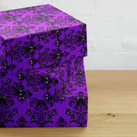 Purple Haunted Mansion pattern on wrapping paper sheets, front product mockup
