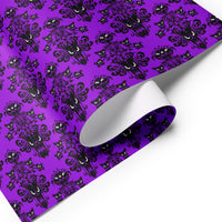 Purple Haunted Mansion pattern on wrapping paper sheets, front product mockup