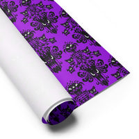 Purple Haunted Mansion pattern on wrapping paper sheets, front product mockup