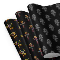 Eye of Ra & Ankh pattern on wrapping paper sheets, front product mockup