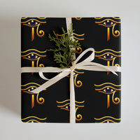 Eye of Ra & Ankh pattern on wrapping paper sheets, front product mockup