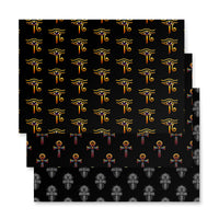 Eye of Ra & Ankh pattern on wrapping paper sheets, front product mockup