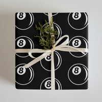 8 Ball Billiards pattern on wrapping paper sheets, front product mockup