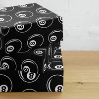 8 Ball Billiards pattern on wrapping paper sheets, front product mockup