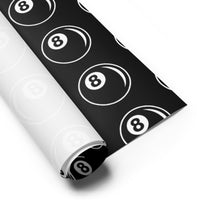 8 Ball Billiards pattern on wrapping paper sheets, front product mockup