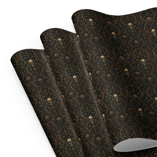 Skull Carnival pattern on wrapping paper sheets, front product mockup