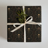 Skull Carnival pattern on wrapping paper sheets, front product mockup