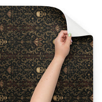 Skull Carnival pattern on wrapping paper sheets, front product mockup