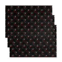 Skulls Roses & Ravens pattern on wrapping paper sheets, front product mockup
