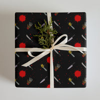 Classic Horror Weapons pattern on wrapping paper sheets, front product mockup