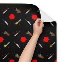 Classic Horror Weapons pattern on wrapping paper sheets, front product mockup
