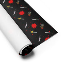 Classic Horror Weapons pattern on wrapping paper sheets, front product mockup