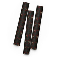 Skulls Bats Ravens & Roses pattern on wrapping paper sheets, front product mockup