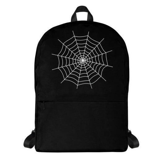 Spider Web artwork on unisex backpack, front view
