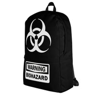 White Biohazard Warning backpack, left-side view