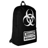 White Biohazard Warning backpack, right-side view