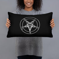 Sigil of Baphomet artwork on 20 by 12 inch throw pillow, front view