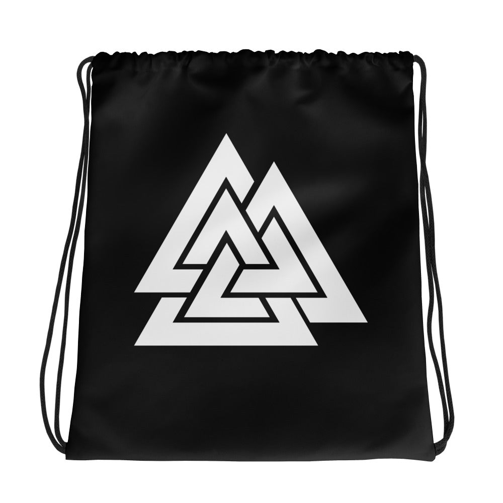Viking Symbol Valknut Triangles of Power and Glory Drawstring Cinch Bag - Edge of Life Designs