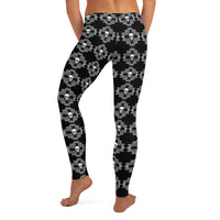 Skulls & Spider Webs pattern on women's leggings, back view