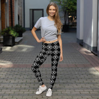Skulls & Spider Webs pattern on women's leggings, front view