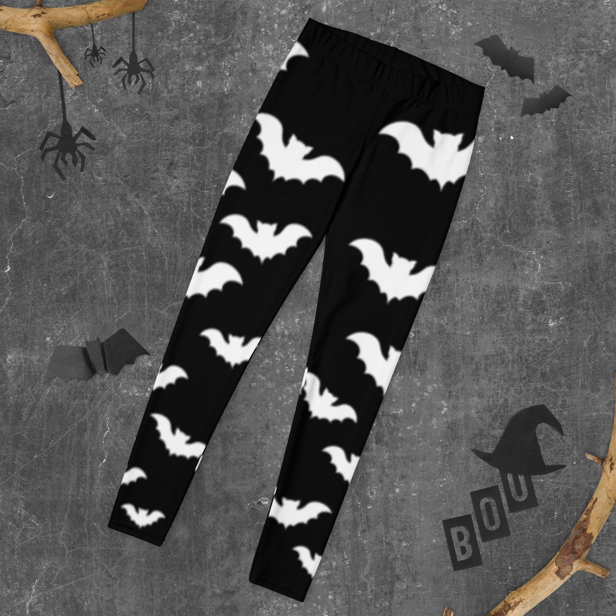 Halloween Flying Vampire Bat Design Pattern Black Leggings - Edge of Life Designs