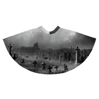 Haunted Cemetery pattern on women's skater skirt, back view