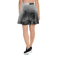 Haunted Cemetery pattern on women's skater skirt, back view