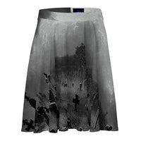 Haunted Cemetery pattern on women's skater skirt, front view