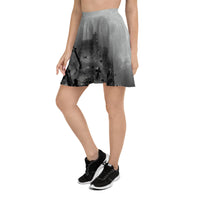 Haunted Cemetery pattern on women's skater skirt, left-side view
