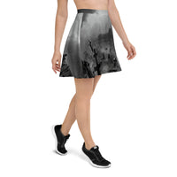 Haunted Cemetery pattern on women's skater skirt, right-side view